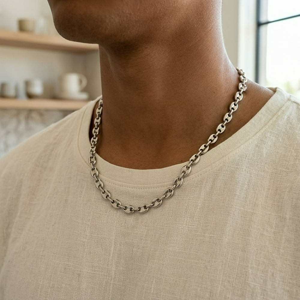 Men's 18K Gold Plated Coffee Bean Pig Nose Necklace